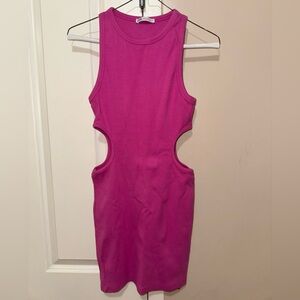 Zara Fuchsia Ribbed Dress With Open Sides